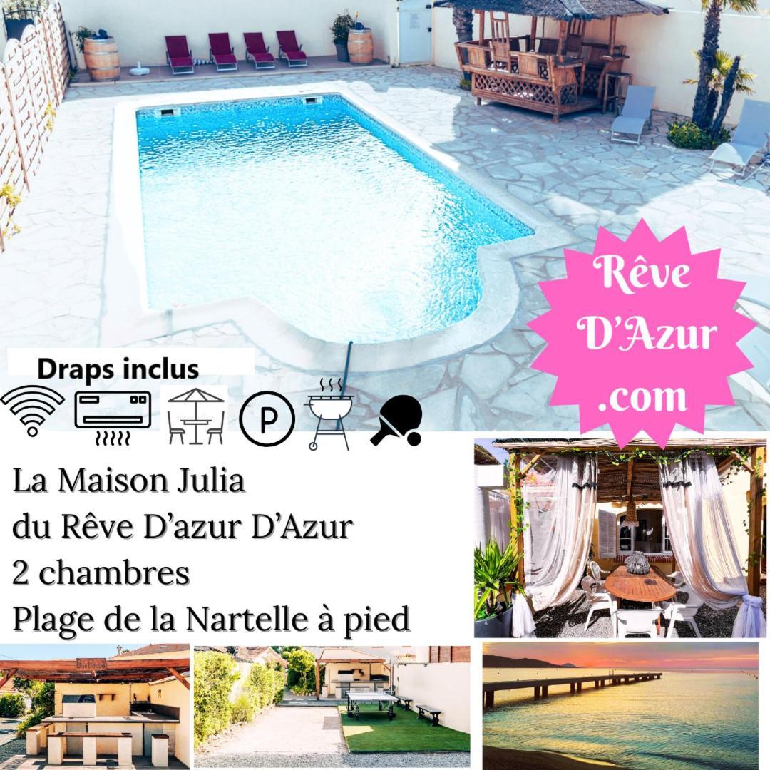 Reve D'Azur, 2 Chambres, Maison Julia En Bord De Mer A La Nartelle, Piscine Partagee, Parking & Terrasse Bbq, Wifi Et Draps Inclus Plage A Pied Сен Максим Екстериор снимка